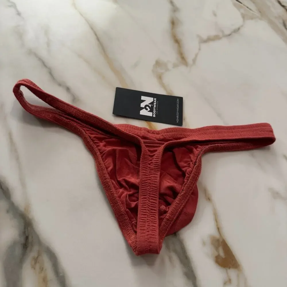Set Of 2 N2N Bodywear Mens Essential Thong Color Terra Orange Size Large